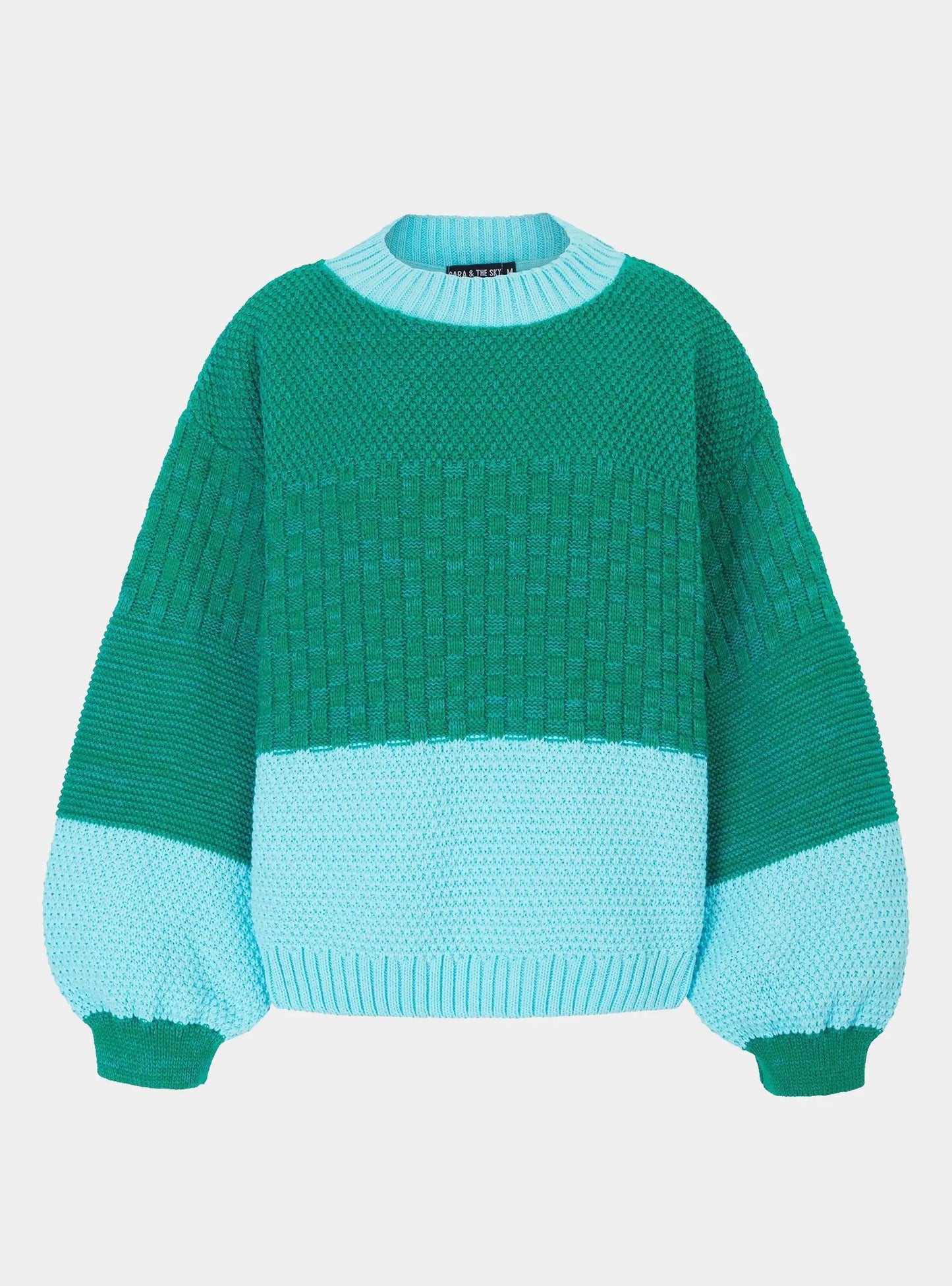 Taz Recycled Cotton Mix Two Tone Jumper - Green Cara & The Sky