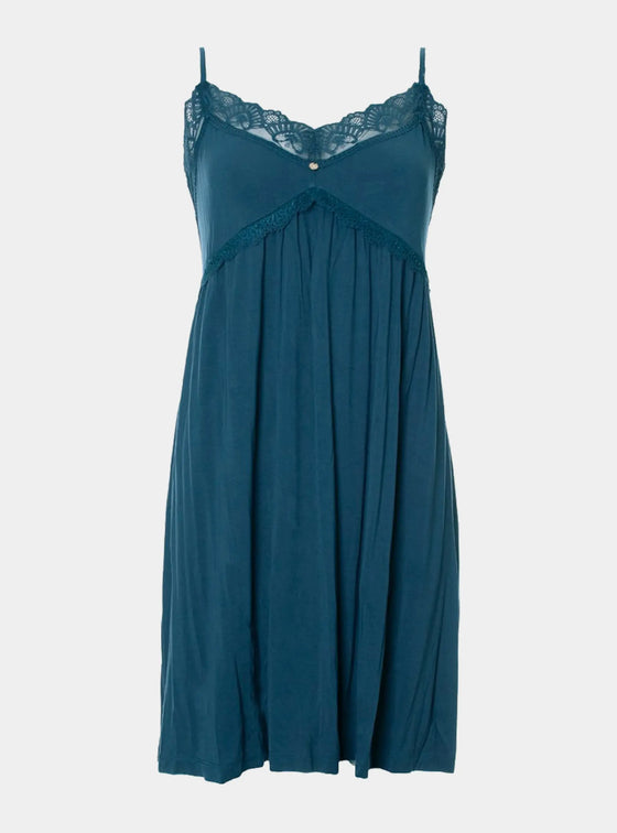 Teal Bamboo Lace Chemise Nightdress Pretty You London