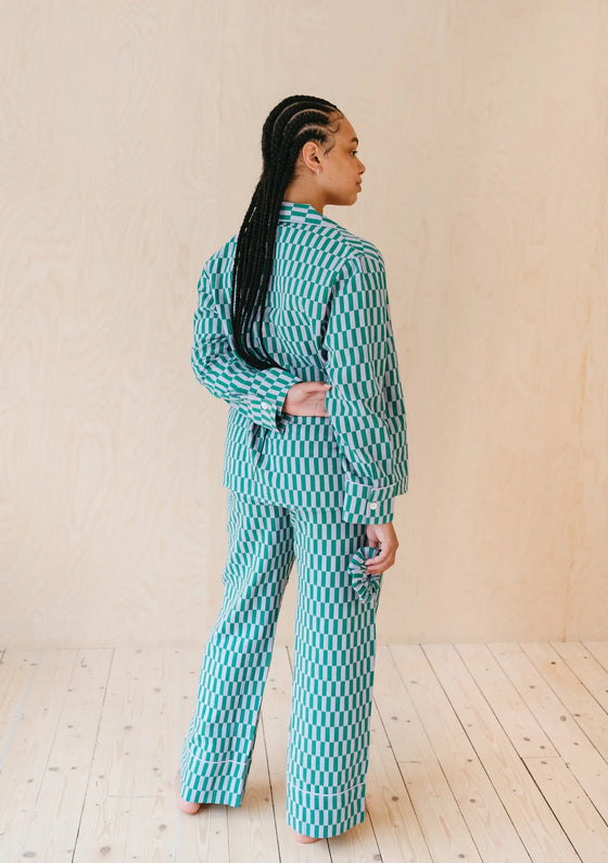 Teal Checkerboard Pyjama Trouser Set TartanBlanketCo