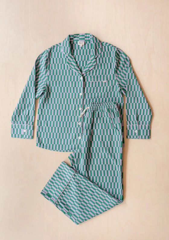 Teal Checkerboard Pyjama Trouser Set TartanBlanketCo