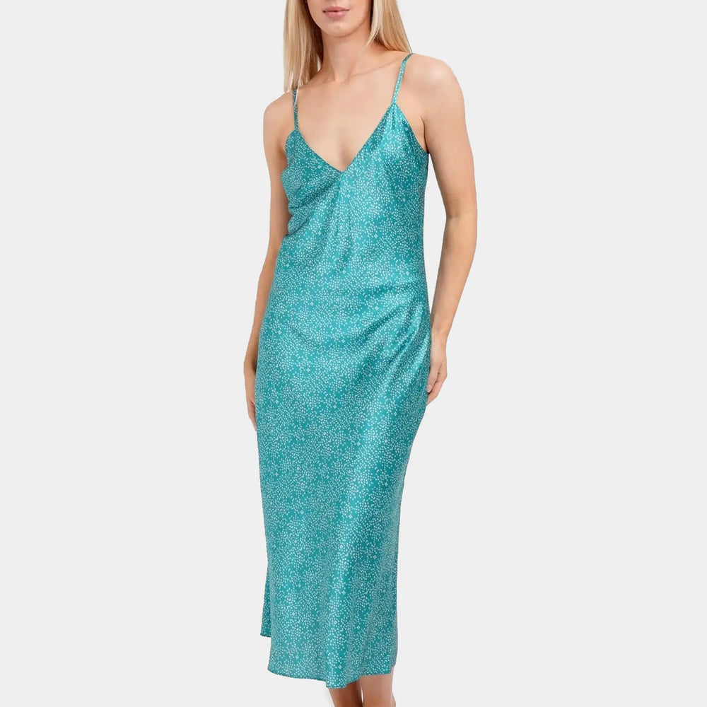 Teal Stars Silk Midi Slip Jessica Russell Flint