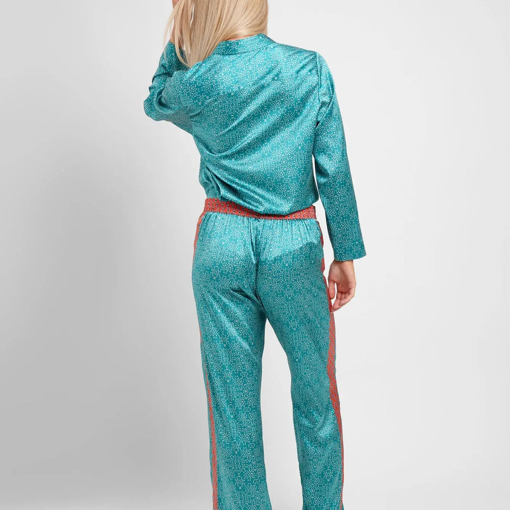 Teal Stars Women's Silk Pyjama Trouser Set Jessica Russell Flint