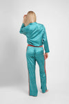 Teal Stars Women's Silk Pyjama Trouser Set Jessica Russell Flint