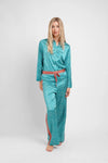 Teal Stars Women's Silk Pyjama Trouser Set Jessica Russell Flint