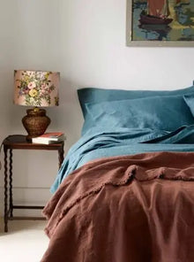  Teal Waffle Chambray Linen Pillowcases (Pair) Piglet