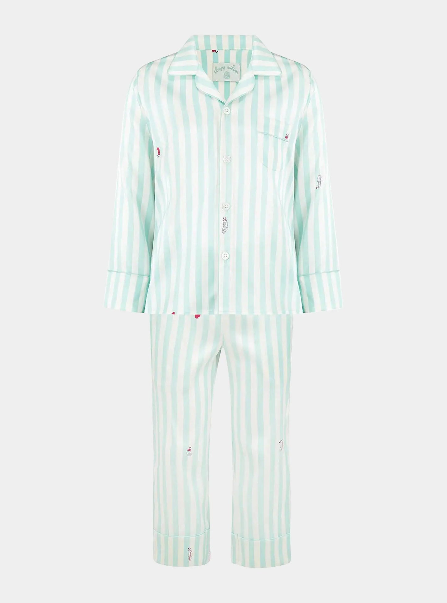 Teddy Glacier Stripe Boys Silk Pyjama Set Sleepy Wilson