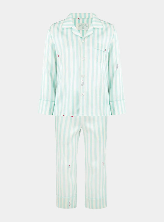 Teddy Glacier Stripe Boys Silk Pyjama Set Sleepy Wilson