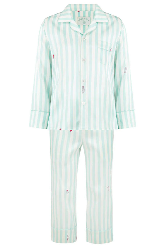 Teddy Glacier Stripe Boys Silk Pyjama Set Sleepy Wilson