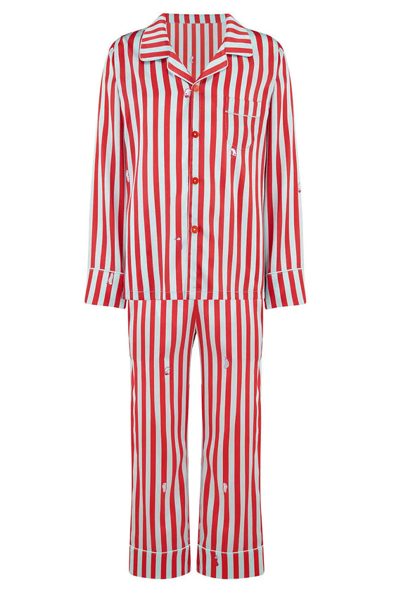 Teddy Ladybird Stripe Boys Silk Pyjama Set Sleepy Wilson