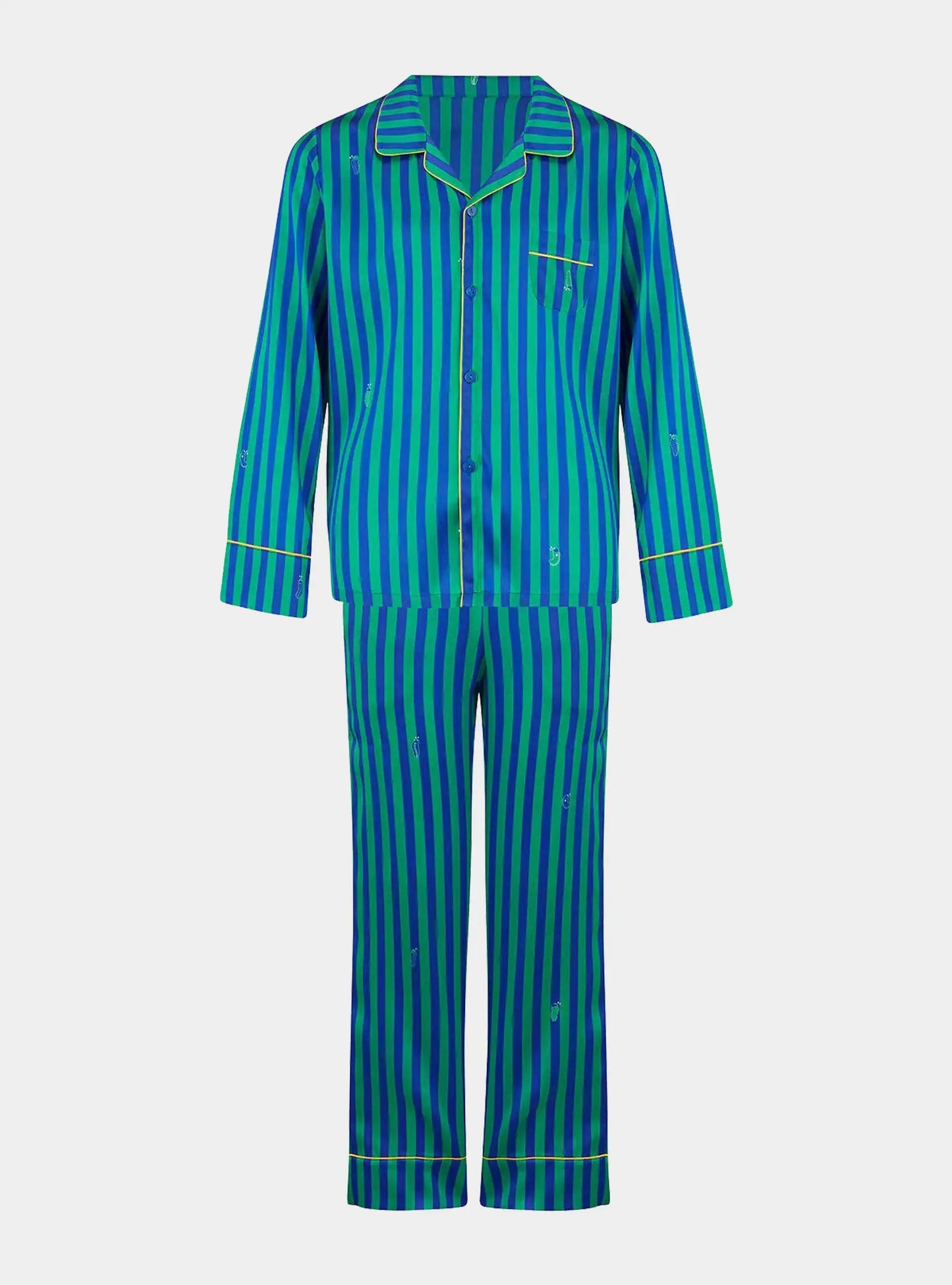 Teddy Rainforest Stripe Boys Silk Pyjama Set Sleepy Wilson