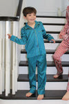 Teddy Rainforest Stripe Boys Silk Pyjama Set Sleepy Wilson