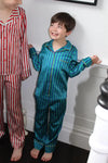 Teddy Rainforest Stripe Boys Silk Pyjama Set Sleepy Wilson