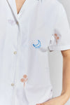 Telopea Embroidered Ethical-Cotton Shirt - Glacier White Peachaus