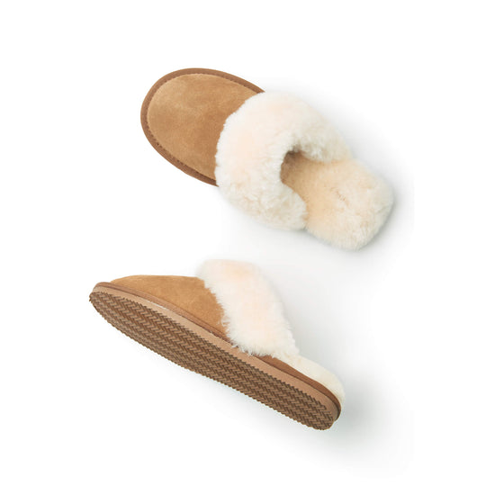 Dolly Chestnut Brown Sheepskin Mule Slippers Tessie Clothing