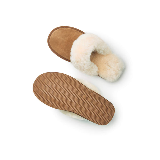 Dolly Chestnut Brown Sheepskin Mule Slippers Tessie Clothing