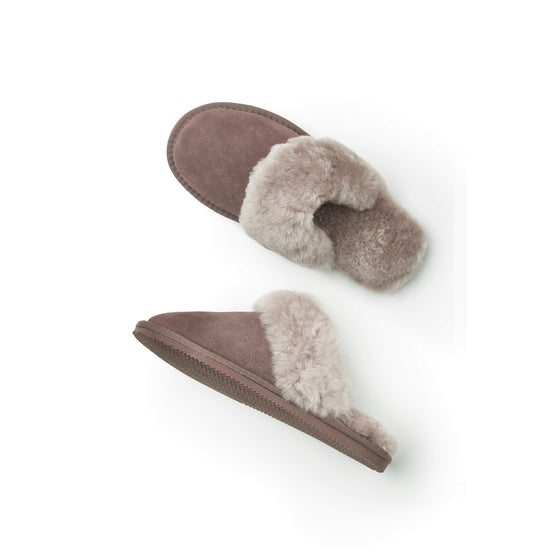 Dolly Truffle Grey Sheepskin Mule Slippers Tessie Clothing