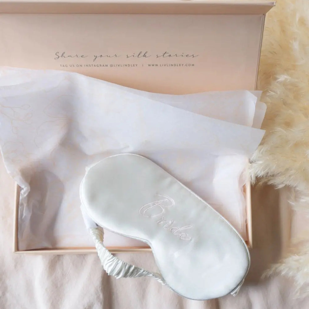 The Bridal Silk Eye Mask - Pearl White Liv Lindley Silk Studio