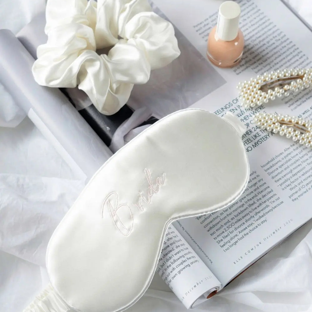 The Bridal Silk Eye Mask - Pearl White Liv Lindley Silk Studio