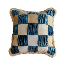  The Collab Cushion: In Casa by Paboy Special Patchwork Blue and Cream Velvet Cushion Daughters of Gaea