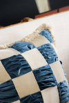 The Collab Cushion: In Casa by Paboy Special Patchwork Blue and Cream Velvet Cushion Daughters of Gaea