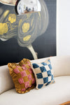 The Collab Cushion: In Casa by Paboy Special Patchwork Ocra and Pink Ruffle Cushion Daughters of Gaea