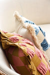 The Collab Cushion: In Casa by Paboy Special Patchwork Ocra and Pink Ruffle Cushion Daughters of Gaea