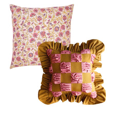  The Collab Set: Special Patchwork Ocra and Pink Ruffle Cushion X the Arya Silk Cushion Daughters of Gaea