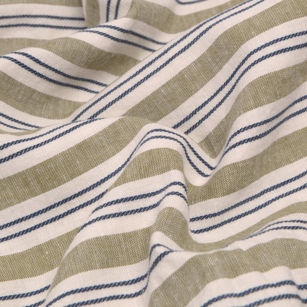 Thyme Somerley Stripe Linen Blend Flat Sheet Piglet