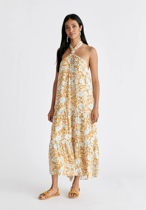 Tiered Halterneck Maxi Dress Paisie