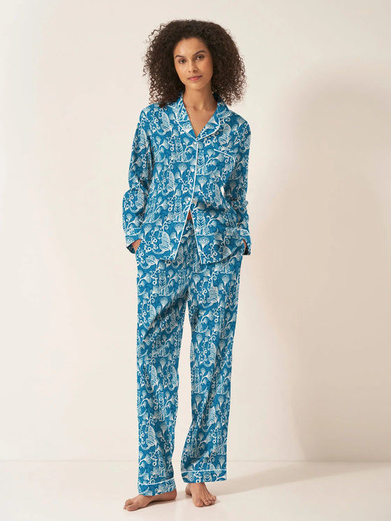 Tiger & Florals Women's Long Sleeve Organic Cotton Pyjama Trouser Set Myza