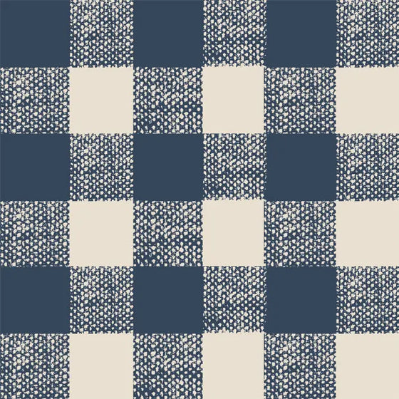 Titan Blue Gingham Wallpaper Piglet