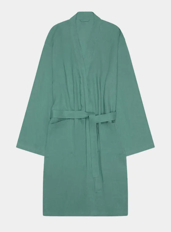 Tranquil Green Linen & Tencel Robe Piglet