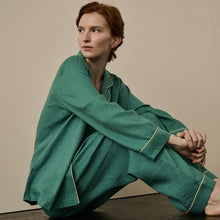  Tranquil Green Tencel Linen Blend Women's Pyjama Trouser Set Piglet