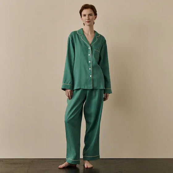 Tranquil Green Tencel Linen Blend Women's Pyjama Trouser Set Piglet