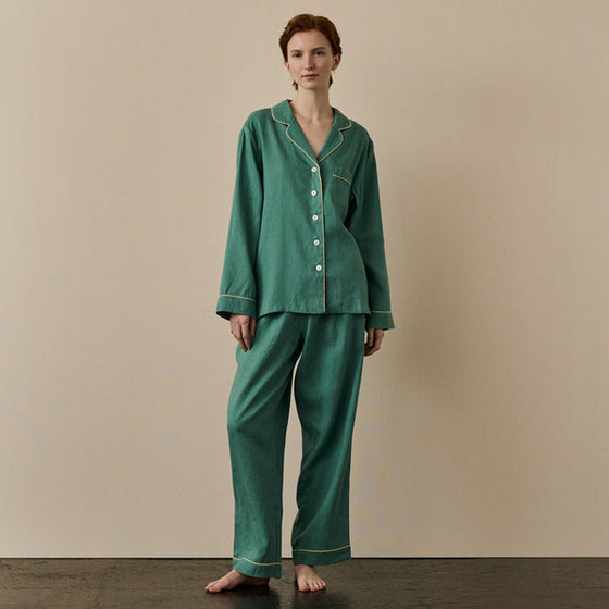 Tranquil Green Tencel Linen Blend Women's Pyjama Trouser Set Piglet