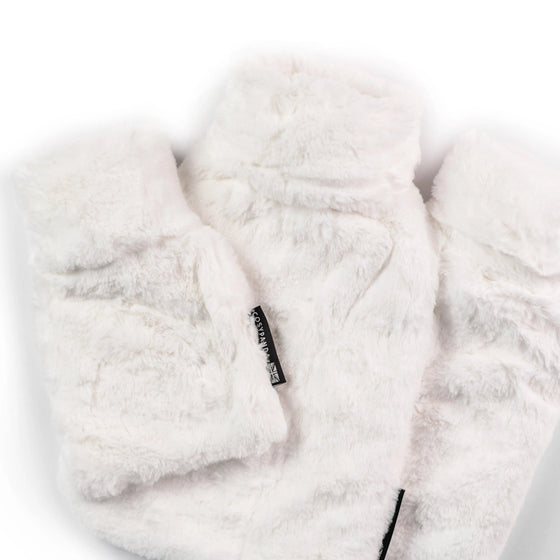 Triple White Faux Fur Hot Water Bottle Set CosyPanda