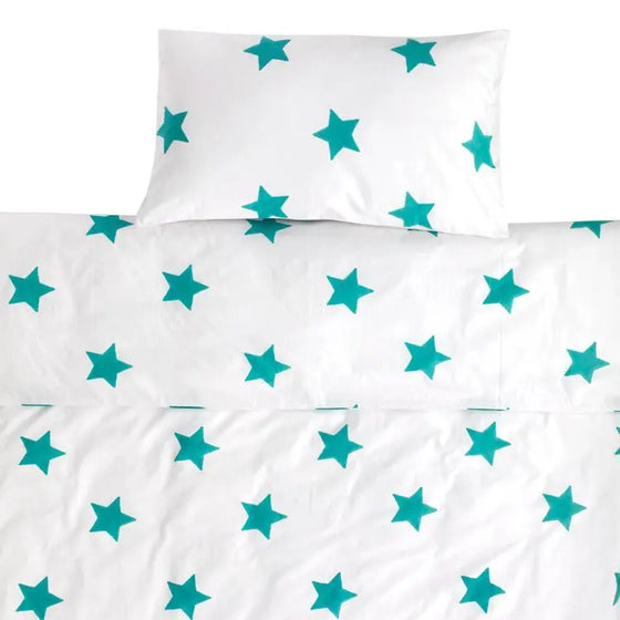 Tuquoise Star Toddler Cot Bed Duvet Set Lulu and Nat