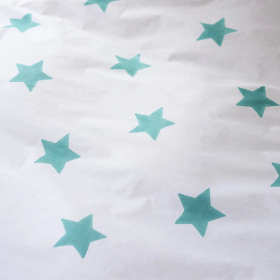 Tuquoise Star Toddler Cot Bed Duvet Set Lulu and Nat