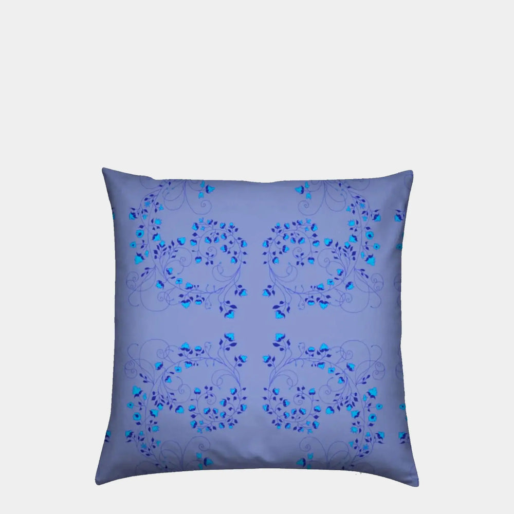 Turquoise Flowers on Blue Velvet Cushion Long Studio Design