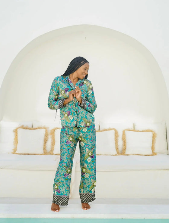 Turquoise Long Pyjama Set Wear the World