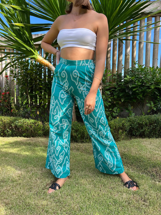 Turquoise Wide Leg Trousers Wear the World