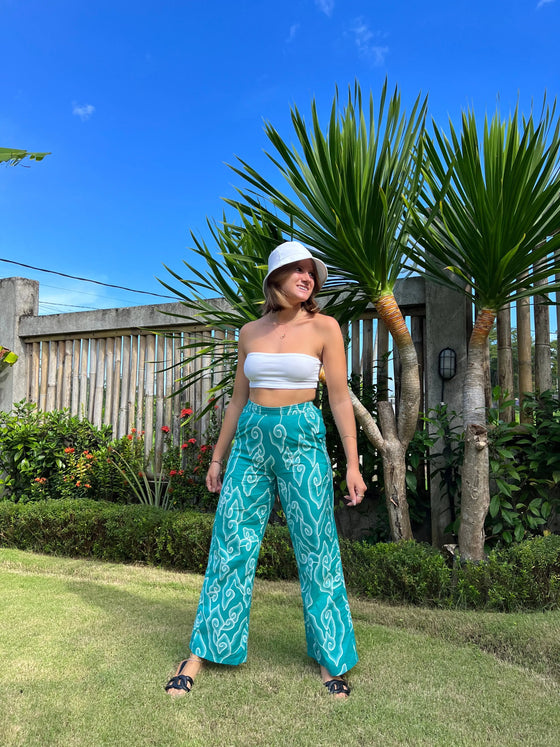 Turquoise Wide Leg Trousers Wear the World