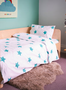  Tuquoise Star Toddler Cot Bed Duvet Set