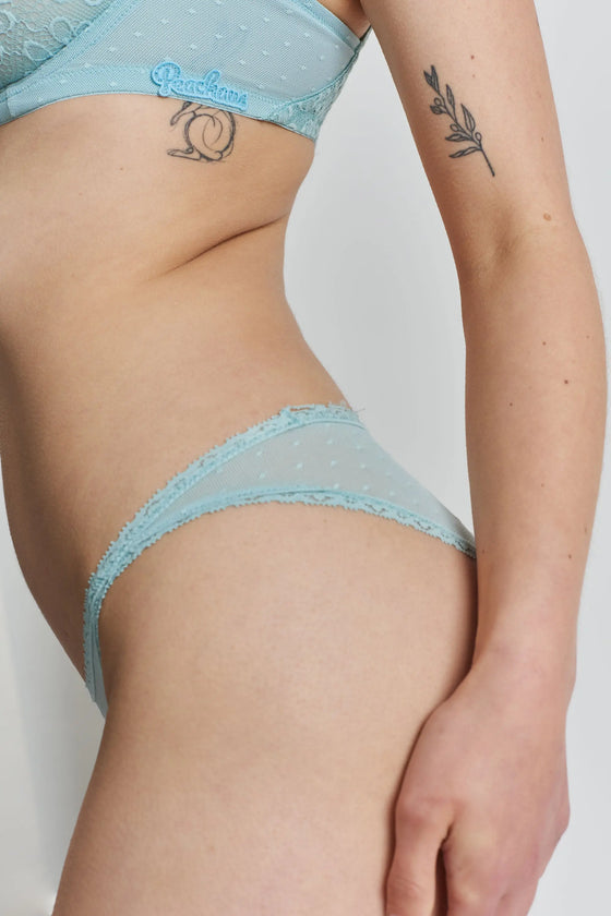 Ume Recycled-Lace Mid-Rise Briefs - Fjordland Green Peachaus