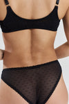 Ume Recycled-Lace Mid-Rise Briefs - Volcanic Black Peachaus