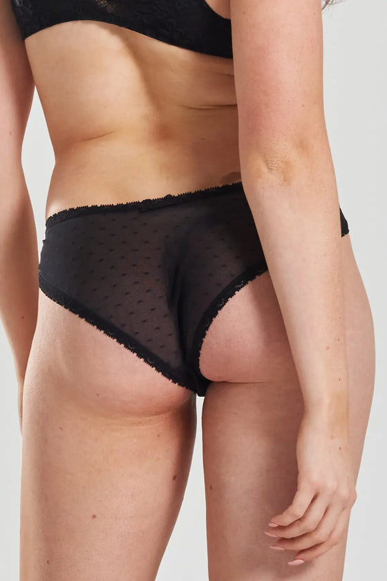 Ume Recycled-Lace Mid-Rise Briefs - Volcanic Black Peachaus