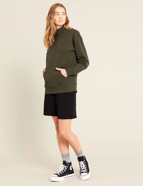 Unisex Dark Olive Quarter Zip Sweater Boody