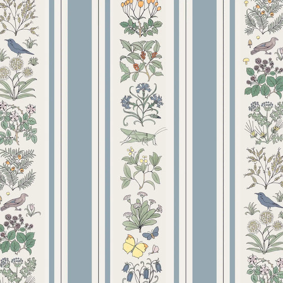 VOYSEY&#39;S GARDEN Wallpaper - Off White &amp; Ether Stripe House of Hackney