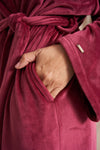 Velour Longline Robe in Bordeaux