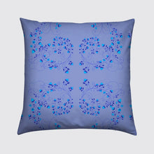  Velvet Cushion - Turquoise Flowers on Blue Long Studio Design